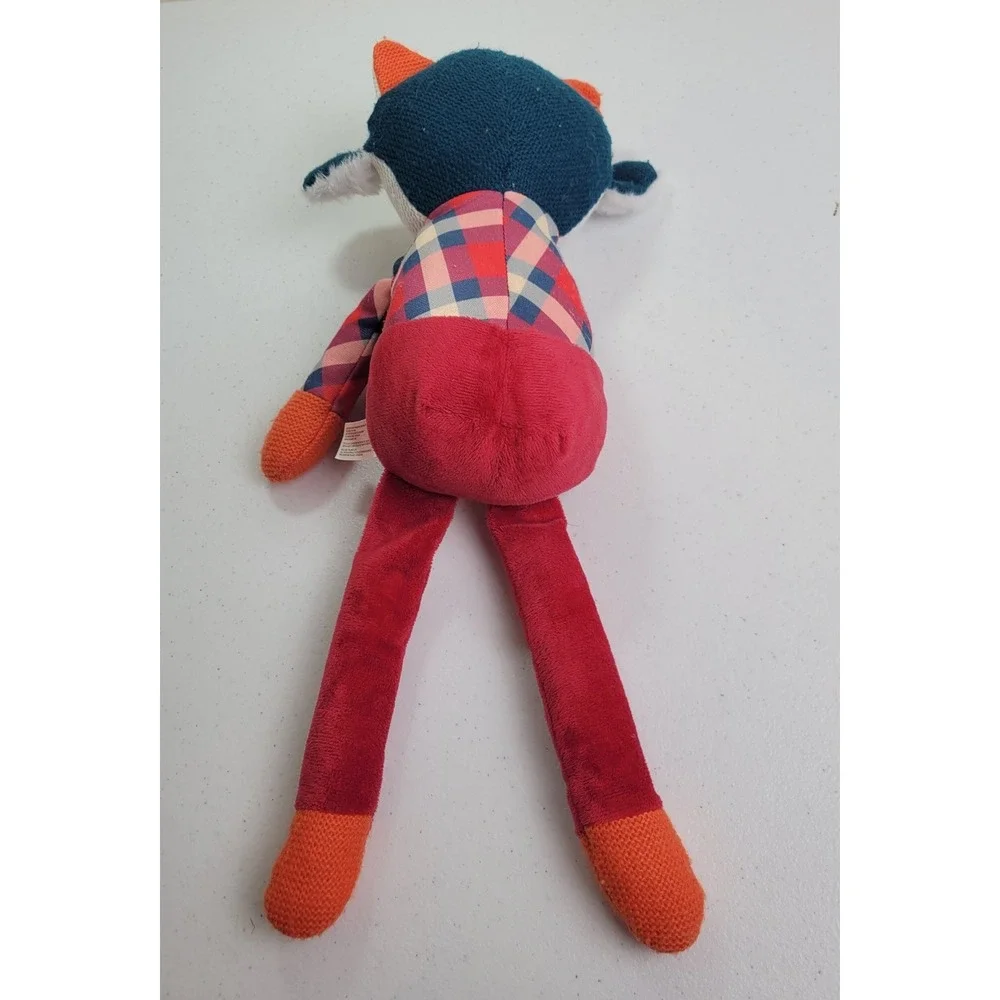 Spark Create Imagine Fox Plush Doll Dapper Plaid Suspenders Red Orange 18 inch